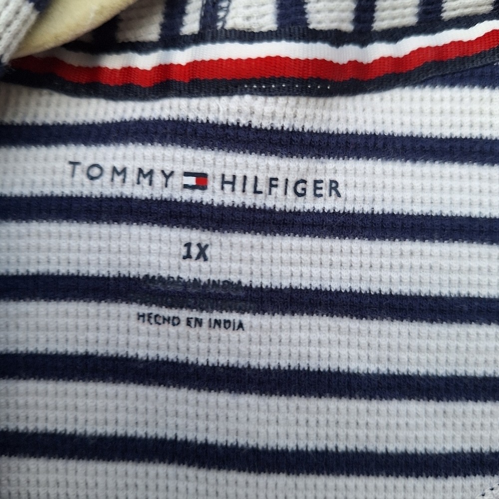 Tommy Hilfiger Slub Knit Thermal Open Wrap Cardigan Size 1X Striped - Picture 6 of 7